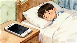 水彩画:调休日手机的闹钟没响迟到了