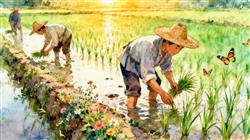 水彩画:我辛勤的农民父母