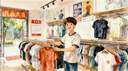 水彩画:老板：第一次短袖生意做了7个月