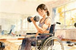 水彩画:24岁女生轮椅上练出麒麟臂