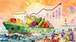 水彩画:逆势向上！中国外贸增速逐季加快