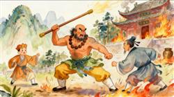 简笔画:鲁智深火烧瓦罐寺,除掉了为非作歹的僧道。