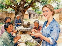 水彩画:外国媳妇比山东人还山东人