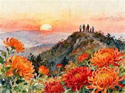 水彩画:今年是百年一遇的“晚重阳”