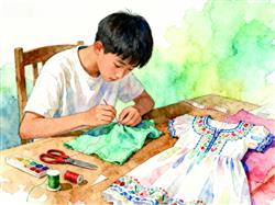 水彩画:年轻人DIY服装200元做出大牌同款