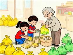 水彩画:子女为老人做断舍离收出384个塑料袋