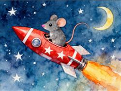 水彩画:鼠鼠我啊要上天了