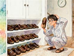 水彩画:男子晒妻子买了15双一样的勃肯鞋