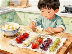 水彩画:自制奶皮子糖葫芦万物皆可串