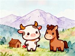 简笔画:牛头不对马嘴成语故事