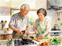 水彩画:全球史上最年长夫妻合计216岁