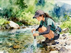 水彩画:荒野求生女选手“冷美人”熬走80人