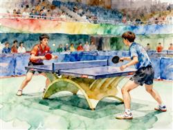 水彩画:“地表最难”乒乓赛来了