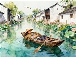 水彩画:中国人连睡觉都有浪漫感