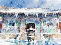 水彩画:网友拍下五台山龙王殿被冰封如仙境