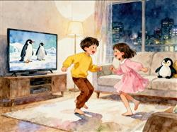 水彩画:最近“企鹅舞”火了