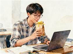 水彩画:年轻人开始沉迷奶茶袋