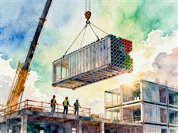 水彩画:盖楼进入“拼乐高”时代