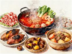 水彩画:这些入冬美食顶流你吃过几个