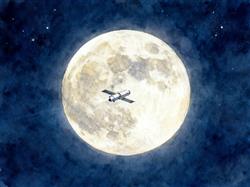 水彩画:男子拍到中国空间站“凌超级满月”