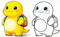 简笔画:背书包的奶龙简笔画图片