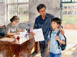 水彩画:父亲辞职给多动症儿子办休学