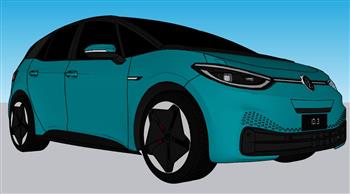 大众ID.3新能源汽车su模型(ID33255) 模型图2