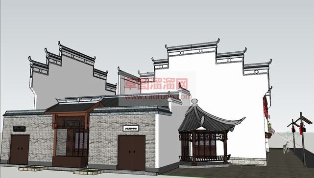中式建筑酒馆SU模型上传日期是2019-03-21