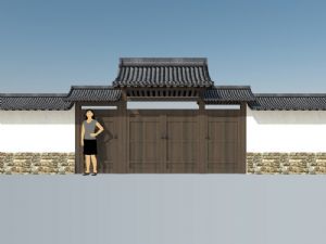 日式大门围墙SU模型