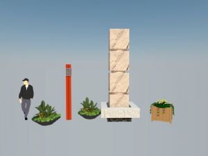 商业街石柱景观柱子SU模型