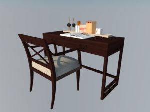书桌写字桌写字台SU模型