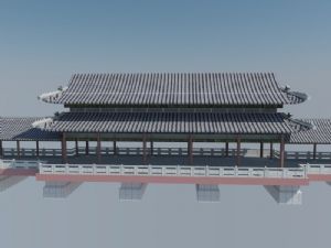 中式古建廊桥SU模型