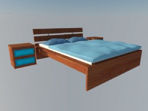 实木床木板床双人床SU模型