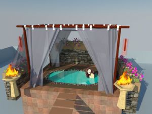 户外温泉洗浴帐篷SU模型