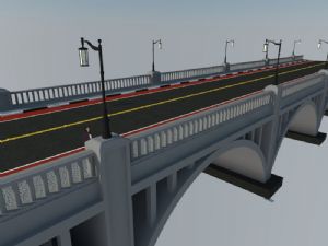 欧式大桥路灯孔桥SU模型