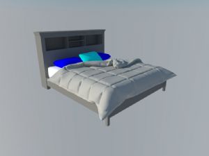 双人床床铺枕头SU模型