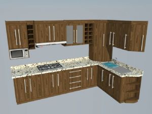 欧式木质厨房SU模型