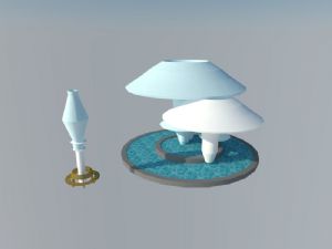蘑菇喷泉玻璃SU模型