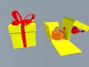 礼品盒礼物盒生日蛋糕SU模型
