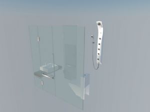厕所玻璃门卫生间玻璃门SU模型