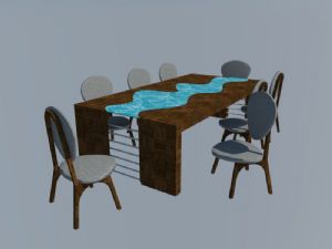 8人座餐桌椅家具SU模型