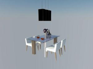 餐桌椅吊灯餐厅SU模型