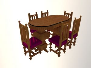 椭圆形餐桌椅家具SU模型