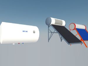 太阳能热水电热水器SU模型