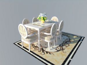 欧式餐桌椅地毯SU模型