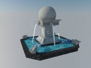 中式水景喷泉SU模型