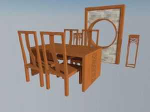 中式餐桌椅家具SU模型