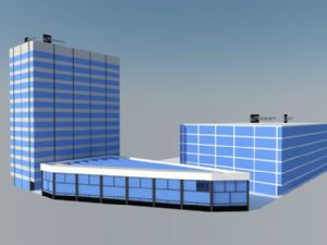 玻璃幕墙综合商业建筑楼SU模型
