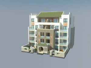 新中式单元楼住宅SU模型