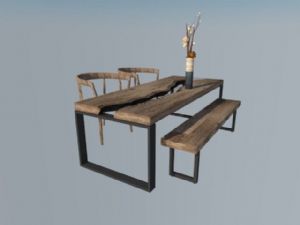 裂纹桌椅家具SU模型
